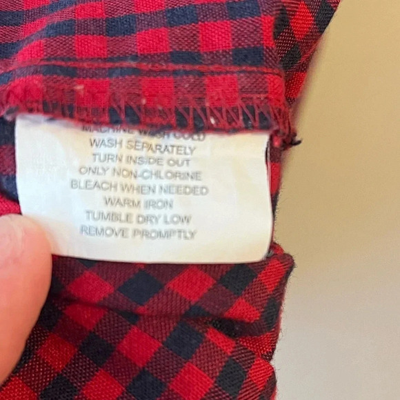 Wrangler Button Down Shirt Plaid Red Blue Large Short Sleeve Western Casual - Picture 4 of 4